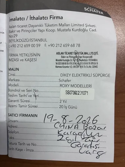 Dikey Elektrikli Süpürge